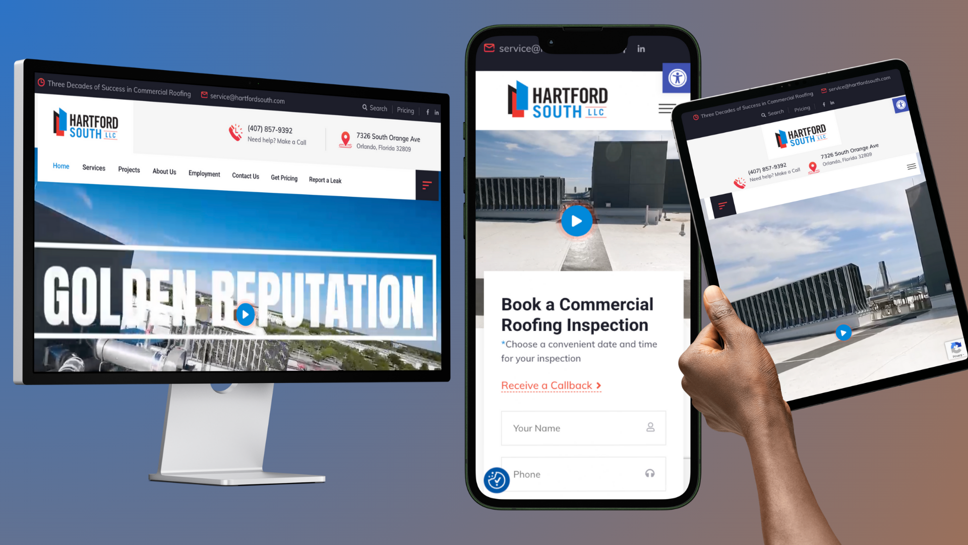 Hartford South, LLC custom WordPress website built with Elementor – One Code Stream Portfolio